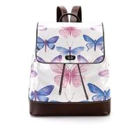 Sac à dos tendance pour femme, sac à dos abstrait, plantes vertes, fleurs et libellule volante, sac à dos en similicuir pour adolescentes, Multicolore 10., 27x12.3x32cm