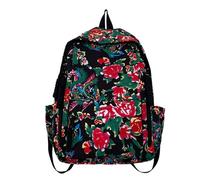 Sac à dos tendance pour le Nouvel An chinois du Nord-Est Ethnique Vintage Fleur Motif Grande Capacité Sac d'école Cadeau Grande Capacité Sac à dos d'épaule, Noir