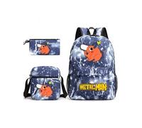 Sac à dos Three-piece Chainsaw Man Student School Sac à dos Set Ensemble de sacs à dos pour étudiants avec tronçonneuse modélisé de 4