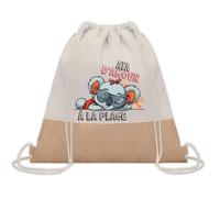 Sac à dos toile et jute Aya Koala à la Plage | Sac de Sport et Gym avec cordelettes | Idée Cadeau Collègue Noël Anniversaire | Sac Doudou