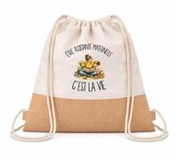 Sac à Dos Toile et Jute Être assistante maternelle c'est la vie | Sac de Sport en Coton Sergé 160 g/m² avec Fond en Jute 7 L | Gym Piscine École | Cadeau Nounou Enfant Ado Rentrée Anniversaire