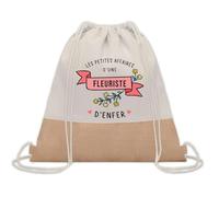 Sac à dos toile et jute Fleuriste Les Affaires d'Enfer | Sac de Sport et Gym avec cordelettes | Idée Cadeau Collègue Noël Anniversaire | Sac Doudou