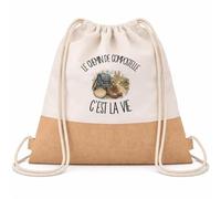 Sac à Dos Toile et Jute Le chemin de Compostelle c'est la vie | Sac de Sport en Coton Sergé 160 g/m² avec Fond en Jute 7 L | Gym Piscine École | Cadeau Pèlerin Pèlerine Enfant Ado Rentrée Anniversaire