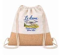 Sac à Dos Toile et Jute Le drone, toujours une bonne idée | Sac de Sport en Coton Sergé 160 g/m² avec Fond en Jute 7 L | Gym Piscine École | Cadeau Pilote de Drone Enfant Ado Rentrée Anniversaire