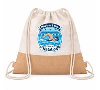 Sac à Dos Toile et Jute Mon truc à moi : C'est la Natation Mon truc à moi - Activité | Sac de Sport Coton Sergé 160 g/m² Fond Jute 7 L | Gym Piscine École | Idée Cadeau Nageur Nageuse Rentrée Noël