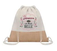 Sac à dos toile et jute Séverine la plus belle Sac de Sport et Gym, Sac Doudou Enfant Cadeau Fête des Mères Anniversaire Soeur
