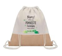 Sac à dos toile et jute Une Pianiste Inoubliable | Sac de Sport et Gym avec cordelettes | Idée Cadeau Collègue Noël Anniversaire | Sac Doudou