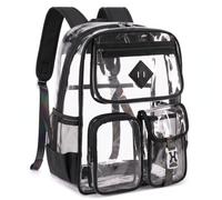 Sac à dos transparent imperméable en PVC transparent avec fermeture éclair, | Plusieurs compartiments, légers et spacieux, multi-usages pour les journées scolaires quotidiennes, les pique-niques, les