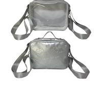 Sac à dos transparent Ita Beau sac à bandoulière décontracté École Styles Preppy Sac à bandoulière Chat Coursier Styles Preppy Crossbody pour femmes Sac à bandoulière Chat Ita, Silver White Embroid