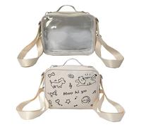 Sac à dos transparent Ita - Joli sac à bandoulière décontracté - Style école - Bandoulière - Chats - Messagers - Style preppy - Bandoulière pour femme, blanc, One Size