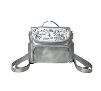 Sac à dos transparent multifonctionnel pour les amateurs de cosplay Sac d'école pratique en PU Sac à bandoulière pour pendule quotidienne Sac à dos Affichage broches, Argent (Silver)