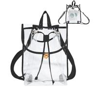 Sac à dos transparent pour événements de stade, sac à dos transparent résistant, sac de concert | Sac imperméable avec cordon et bretelles renforcées et plus larges pour gym, sport, ou, Noir