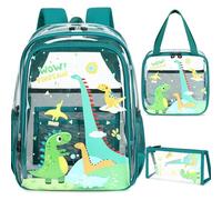 Sac à dos transparent pour garçons et filles, sac à dos pour enfants de 39,6 cm avec sac à déjeuner, trousse à crayons, sac à livres élémentaire en PVC pour écoliers, sac à dos de voyage transparent