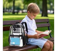 Sac à dos transparent spacieux et léger pour écoliers et collégiens avec des bretelles ajustables et une conception durable (A, 43cm)
