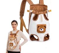 Sac à Dos Transport Respirant pour Petits Chiens et Chats, Sac Ventral Motif Ours Mignon, Sacoche Ajustable avec Trous Pattes Dehors pour Randonnée Voyage et Vélo (M)