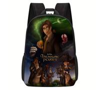 Sac à dos Treasure Planet 1 pièce ¿ Sac de voyage décontracté grande capacité avec bretelles réglables, polyester léger, motif dessin animé dynamique, parfait pour les trajets quotidien Noir