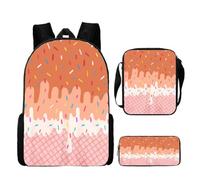 Sac à dos triple Ice Series élégant en tissu résistant pour école et quotidien compartiments multiples design urbain confortable léger pratique finition usage polyvalent style (Orange, One Size)