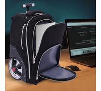 Sac à dos trolley, sac à dos pour ordinateur portable avec roulettes, sac à dos pour bagages à main, noir, 33*25*49cm