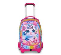 SJ GANG STYLE JAM GANG Chariot scolaire Jack 3 roues Cat&Air, fuchsia, 3 en 1, sac à dos triple usage avec chariot détachable, 33 L, sac à dos école primaire, sac à dos fille, fuchsia, Taglia Unica