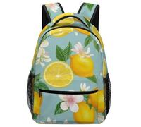 Sac À Dos Tropical Fruits Mint Green Leaves Flowers Watercolor Lemon Bookbag Tendance Backpack Léger Daypack pour Camping Cadeau Rentrée Voyage