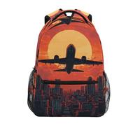 Sac À Dos Un Avion Décolle dans Le Rucksack Loisir Cartable Scolaire Durable Sac A Dos Scolaire pour Camping Voyages Travail