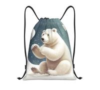 Sac À Dos Un Ours Rigolo Joue À La Boule De Neige Gym Sack Imperméable Sacs À Cordon Réglable Sac De Sport pour Voyage Camping Natation 36X42CM