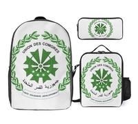 Sac À Dos Union Des Comores Emblème National Sac Scolaire Léger Pour Filles Et Garçons Ensemble Grande Capacité Sac À Dos Imperméable Avec Sac Déjeuner Et Trousse Pour Enfants Étudiants Ados