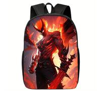 Sac à dos unisexe élégant avec motif de dessin animé - Tissu Oxford résistant avec motif démon ardent, bretelles réglables, fermeture éclair, lavable en machine - Parfait pour les voyag Noir