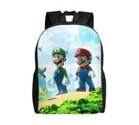 Sac à dos unisexe Super Mario Luigi, cartable léger pour ordinateur portable, cartable d'école, pour étudiants, adolescents et enfants - SYS446 Noir