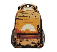 Sac à dos unisexe vintage avec deux escargots dans le pour ordinateur portable, sac d'affaires, sac d'école, sac de voyage, sac à dos, motif cactus occidental, coucher de soleil, désert américain