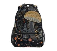 Sac à dos unisexe vintage avec deux escargots dans le sac pour ordinateur portable, sac d'affaires, sac d'école, sac de voyage, sac à dos vintage, champignon jaune et fleurs, sac à dos d'école