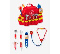 Theo Klein 4314 Sac à dos de secouriste, Avec stéthoscope, seringue et beaucoup d'autres accessoires, Tensiomètre électronique avec bruitage, Dimensions : 28 cm x 25 cm x 8, 5 cm