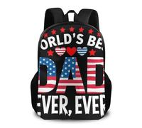 Sac À Dos USA American Flag Worlds Best Dad Ever Bookbag Léger Backpack Loisirs Cartable pour Étudiant Camping Scolaire