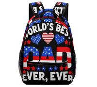 Sac À Dos USA American Flag Worlds Best Dad Ever Sac D'École Loisirs Backpack Tendance Cartable pour Randonnée Camping Voyage