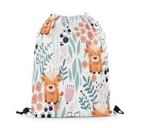 Sac À Dos Vache des Highlands Mignonne, Fleur De Vache Kawaii Gym Sack Unisexe Sac De Sport Résistant Sacs À Cordon pour Gym Fête Camping