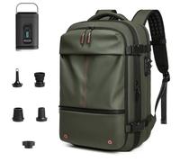 Sac à dos Vacpack, sac à dos de voyage extensible sous vide de 60 l, sac à dos de voyage avec airbag et pompe à vide, sac à dos sous vide étanche et antivol for voyage(Army Green)