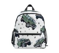 Sac à dos vert militaire à motif de camion pour tout-petit, sac à dos préscolaire, sac d'école maternelle, sac de voyage pour fille et garçon