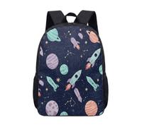 Sac à dos vibrant Rocket Planet Space 43,2 cm pour enfants Galaxy Star Sac d'école pour garçons et filles Sac à dos de voyage, 01, L, Minimaliste