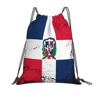 Sac à dos vintage avec cordon de serrage, motif drapeau de la République dominicaine, pour le sport, les voyages, la randonnée, la plage, 40 x 35 cm