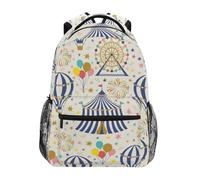 Sac À Dos Vintage Circus Theme Pattern Bookbag Ordinateur Portabledaypack Léger Backpack pour Camping Randonnée Étudiant