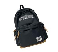 Sac à dos vintage de style japonais pour lycée avec plusieurs poches, grande capacité, en nylon, sac à livres pour étudiants pour homme et femme, Noir , Organiseur de sac