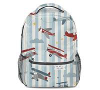 Sac à dos vintage imprimé avion, motif machine volante, imperméable, grande capacité, adapté pour les étudiants et les voyageurs, 03, L