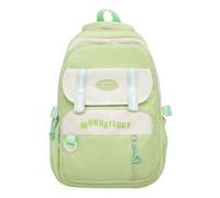 Sac à dos vintage japonais en nylon pour fille, sac d'école de couleur contrastée avec compartiment pour ordinateur portable, sac à dos décontracté, Vert, Organiseur de sac