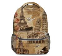 Sac à dos vintage londonien européen : Big Ben, imprimé bus rouge, 40,6 cm, tendance, décontracté, unisexe, pour l'école, les voyages, Print 5, 44
