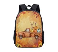 Sac à dos vintage marron imprimé camionnette 43,2 cm, cartable pour enfants, étudiants, citrouille, cerf, feuilles d'automne, tournesol, aquarelle, 01, L, Minimaliste
