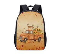 Sac à dos vintage marron imprimé camionnette 43,2 cm, cartable pour enfants, étudiants, citrouille, cerf, feuilles d'automne, tournesol, aquarelle, 03, L, Minimaliste