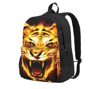 Sac à dos vintage Paris Tour Eiffel imprimé papillon Sac à dos de voyage léger pour ordinateur portable Sac à dos d'école pour la randonnée et l'utilisation décontractée, Flammes féroces du tigre, One