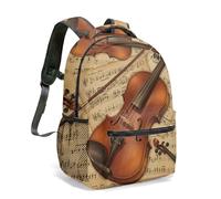 Sac à dos vintage pour violon 40,6 cm avec impression artistique et partition de musique pour instrument de musique, sac rétro nature morte pour les voyages, 01, L, Décontracté