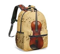 Sac à dos vintage pour violon 40,6 cm avec impression artistique et partition de musique pour instrument de musique, sac rétro nature morte pour les voyages, 02, L, Décontracté