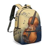 Sac à dos vintage pour violon 40,6 cm avec impression artistique et partition de musique pour instrument de musique, sac rétro nature morte pour les voyages, 04, L, Décontracté